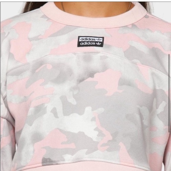 Adidas Pink Camo Cropped Sweatshirt - Picture 4 of 9